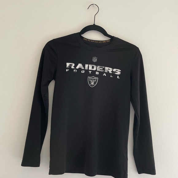 NFL Raiders Boys Youth 10 12 Medium Long Sleeve Dri Tek Shirt - Picture 5 of 7